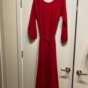 Red long sleeve maxi dress